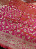 Dhoop Chau Pink Shade Handwoven Kataan Silk Dupatta