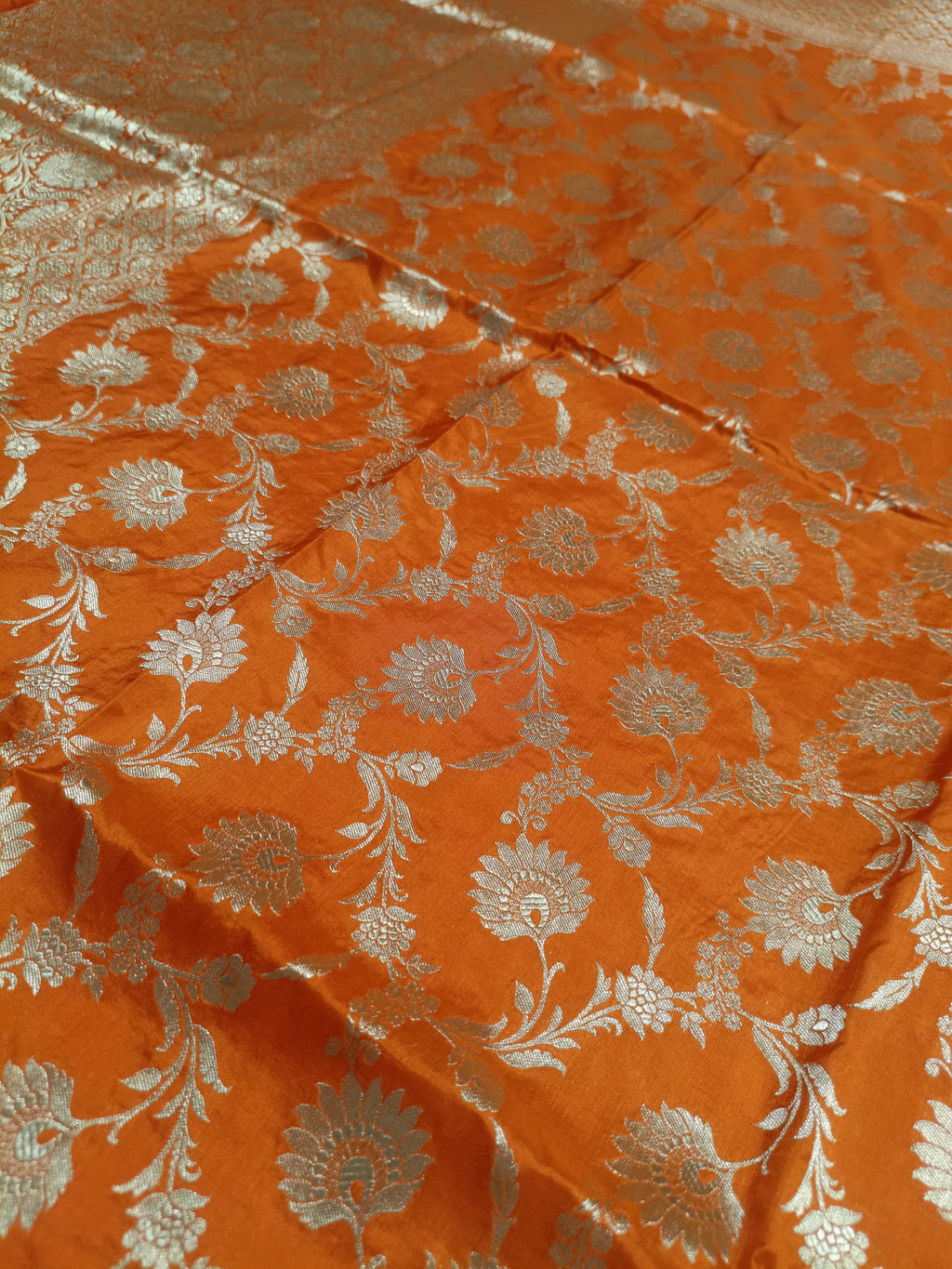 Orange Shade Handwoven Kataan Silk Dupatta