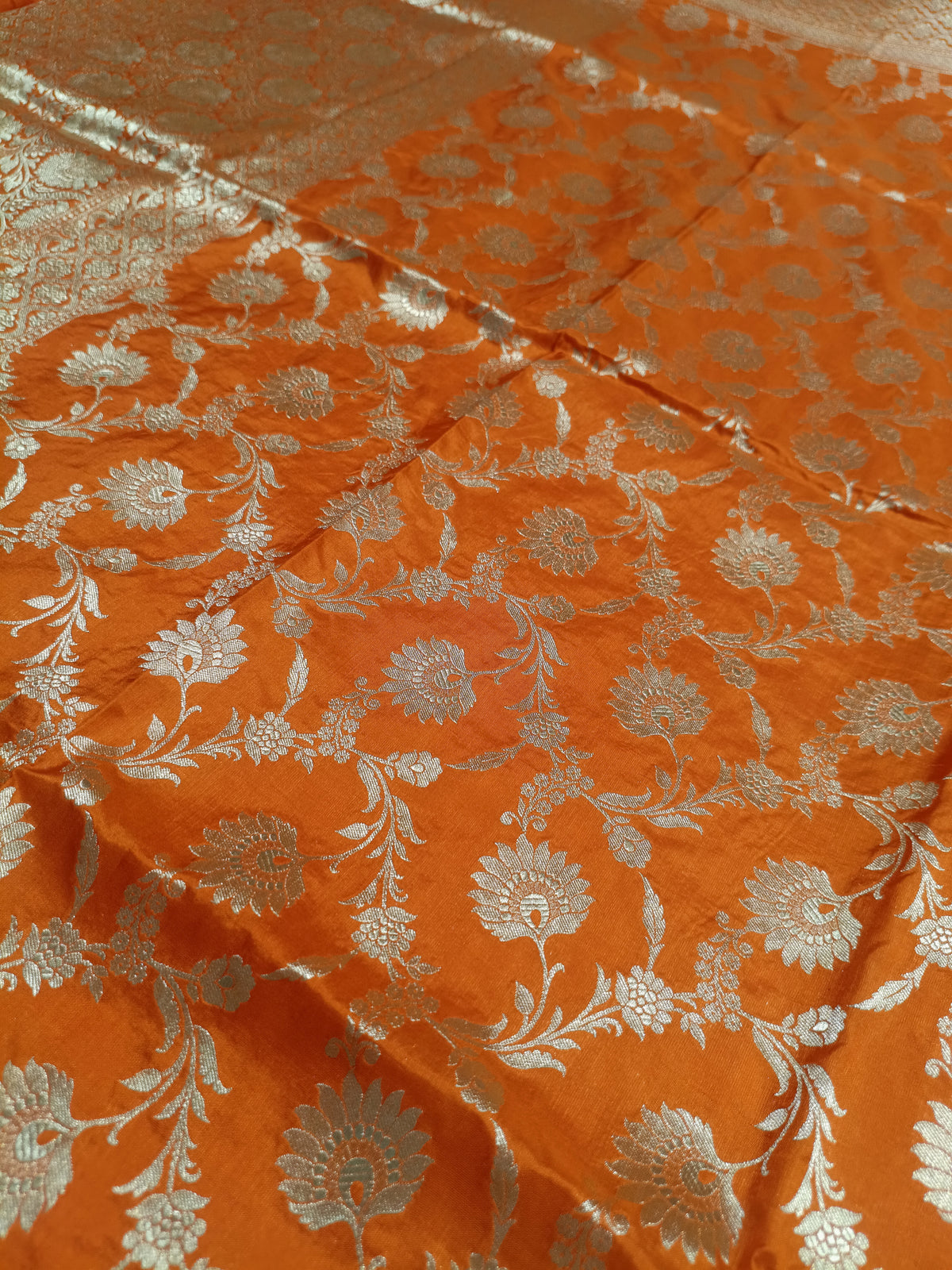 Orange Shade Handwoven Kataan Silk Dupatta