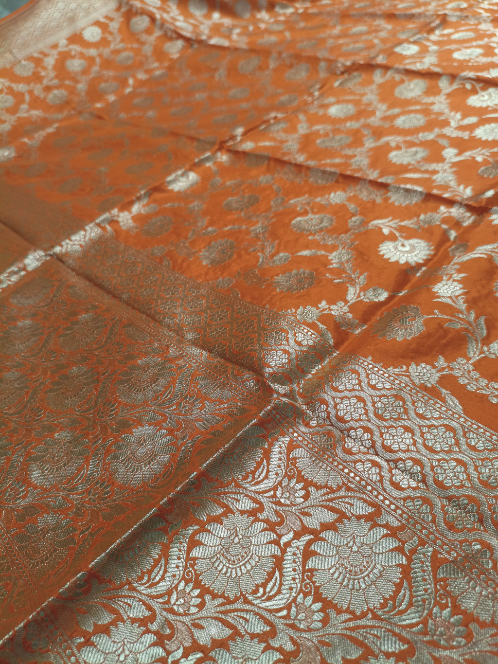 Orange Shade Handwoven Kataan Silk Dupatta