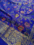 Royal Blue Shade Handwoven Kataan Silk Tilfi Meena Dupatta
