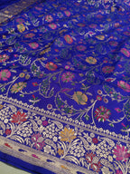 Royal Blue Shade Handwoven Kataan Silk Tilfi Meena Dupatta