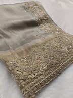 Hand Zardozi Pure Munga Tussar Silk Saree