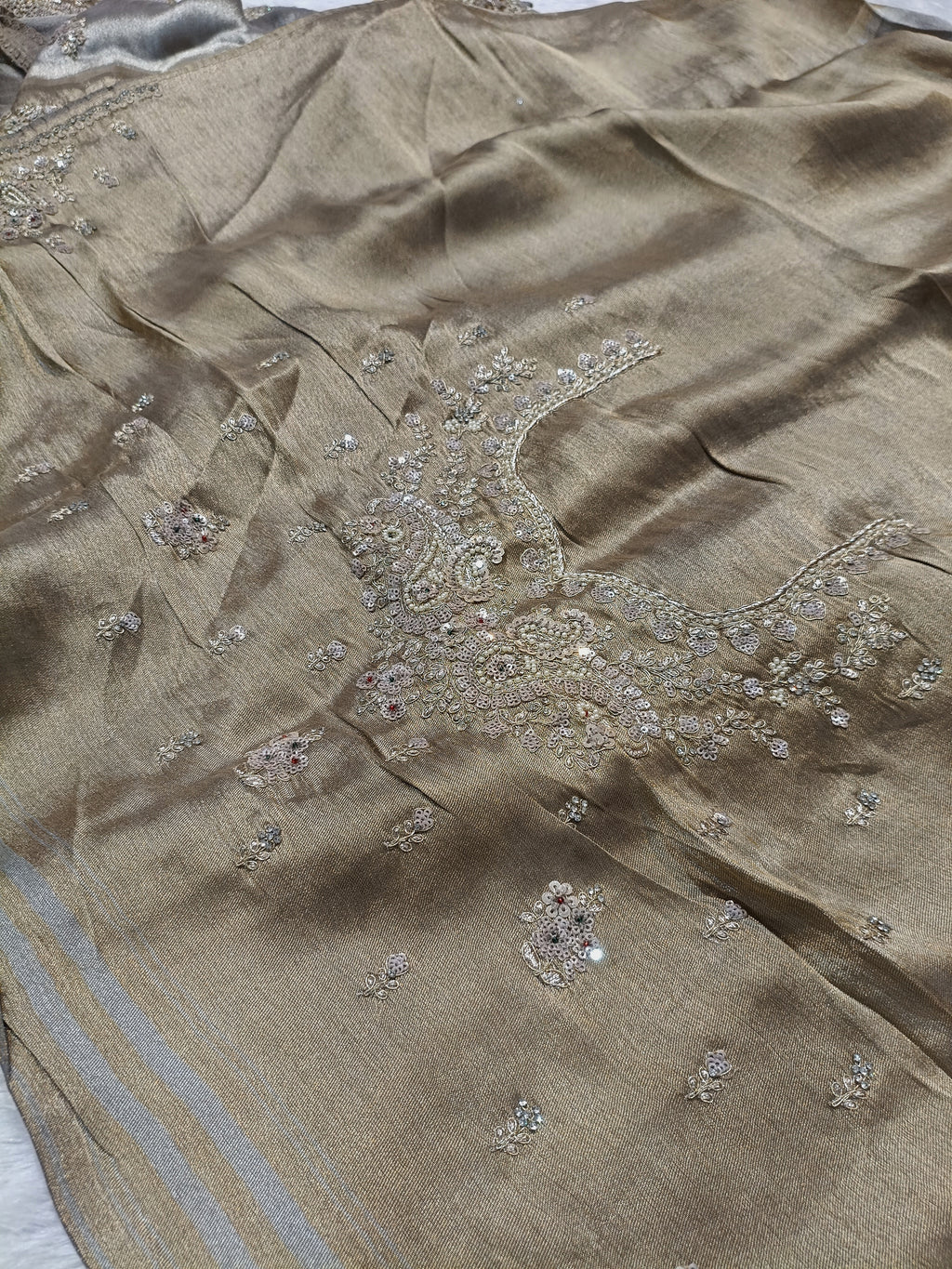 Hand Zardozi Pure Munga Tussar Silk Saree