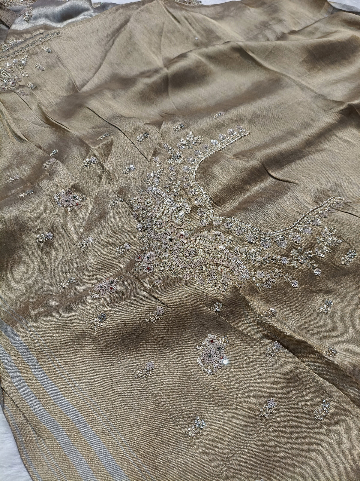 Hand Zardozi Pure Munga Tussar Silk Saree