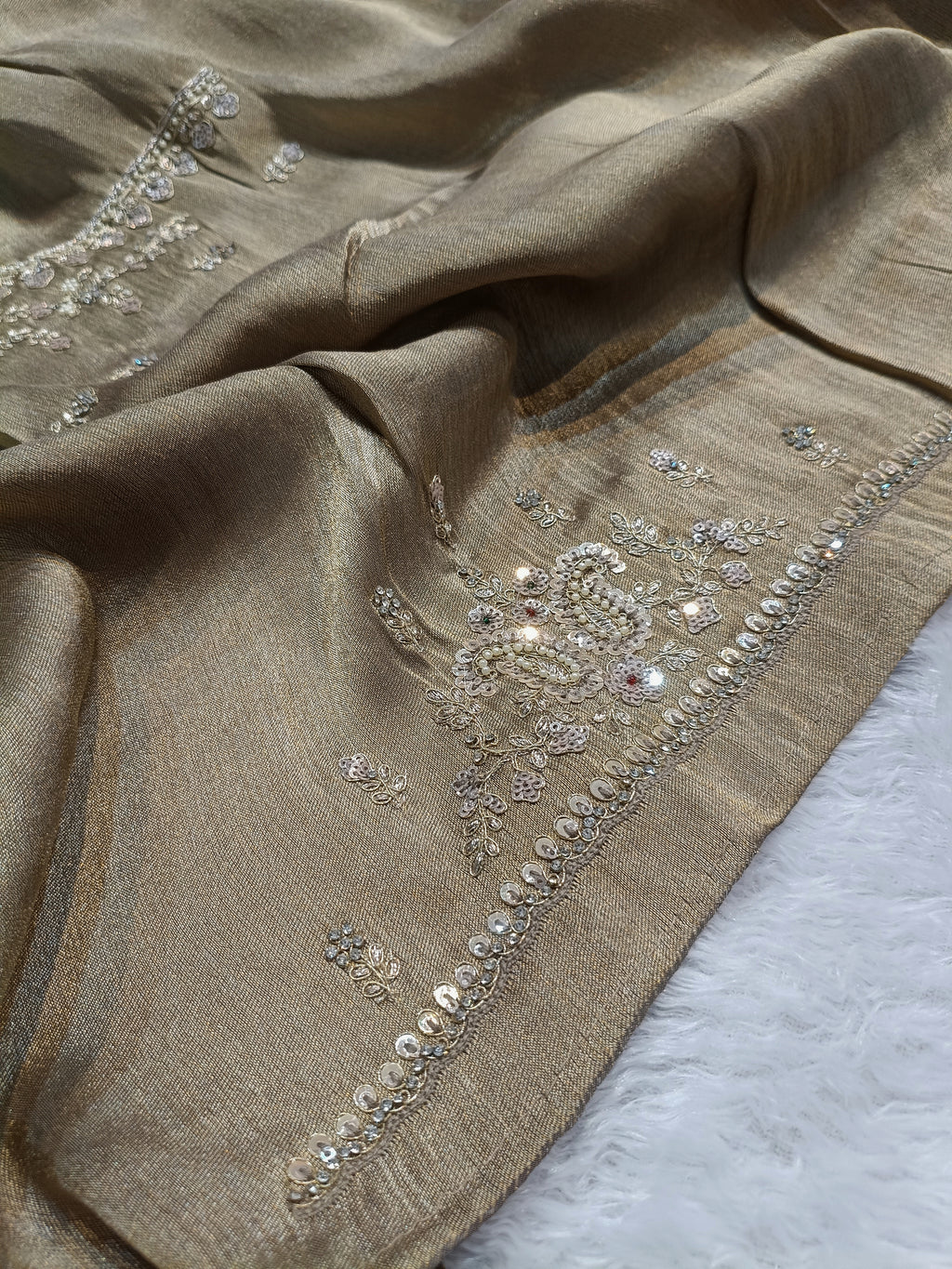 Hand Zardozi Pure Munga Tussar Silk Saree