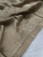 Hand Zardozi Pure Munga Tussar Silk Saree