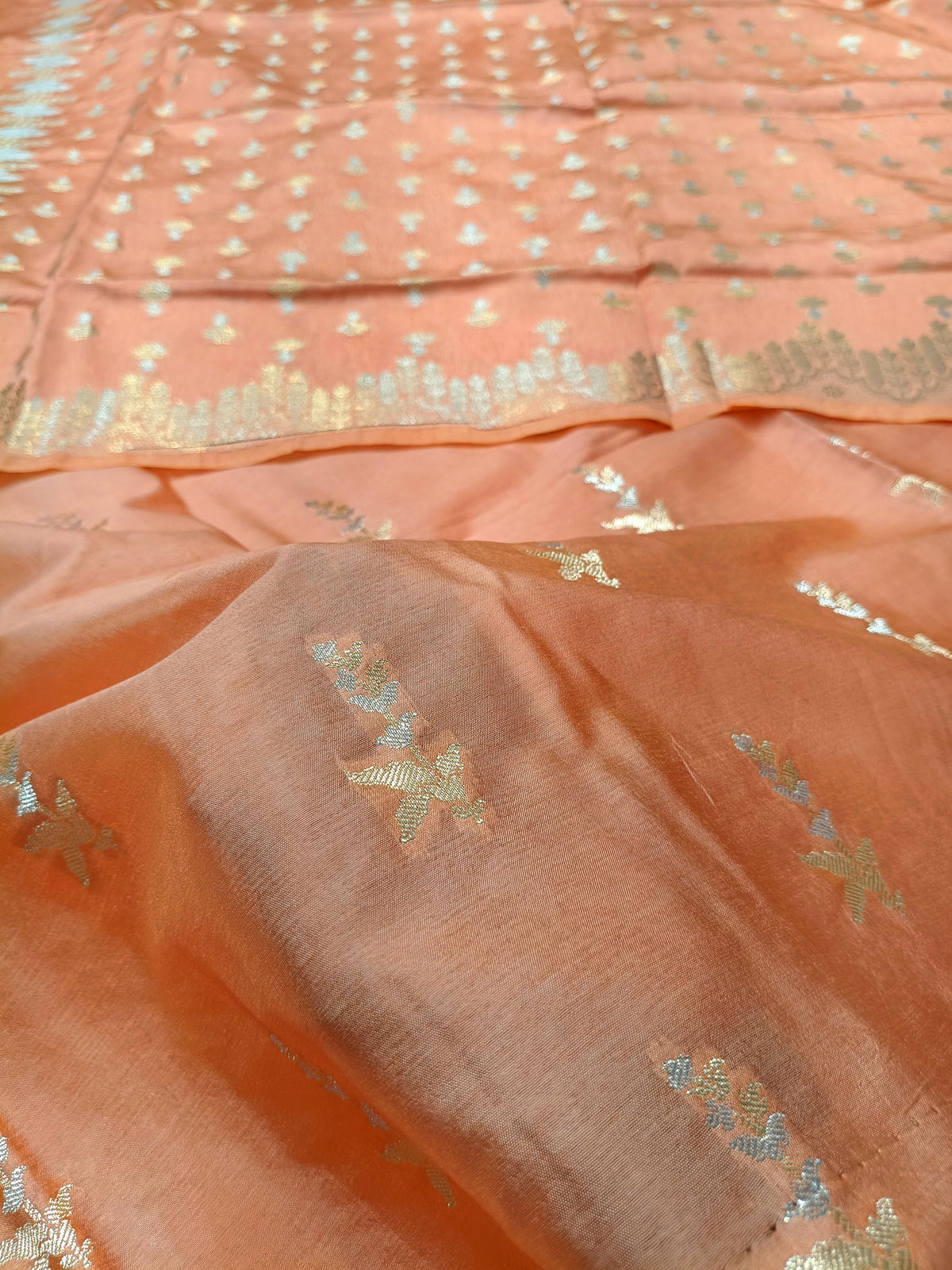 Peach Shade Pure Mango Silk Suit Set