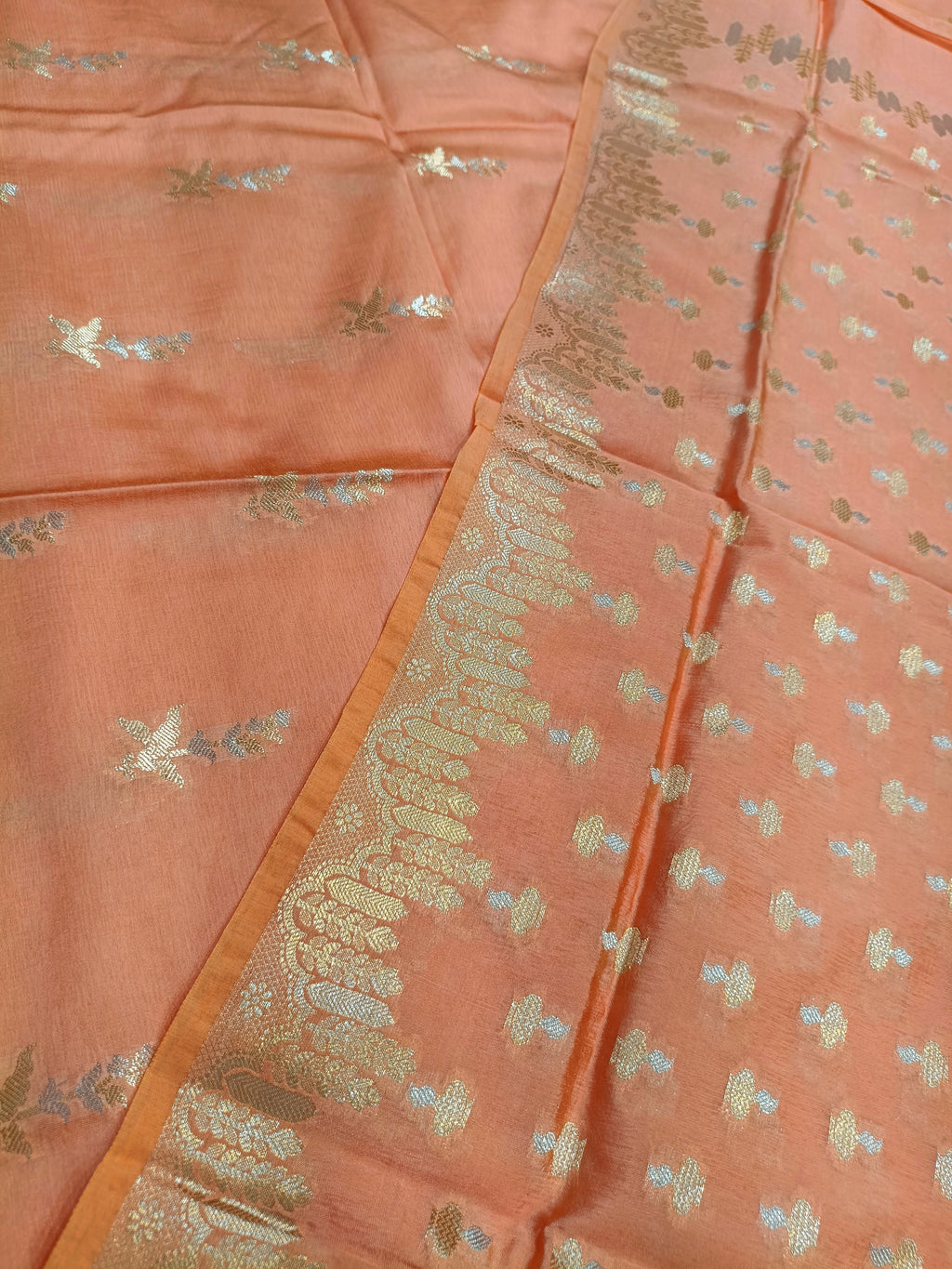 Peach Shade Pure Mango Silk Suit Set