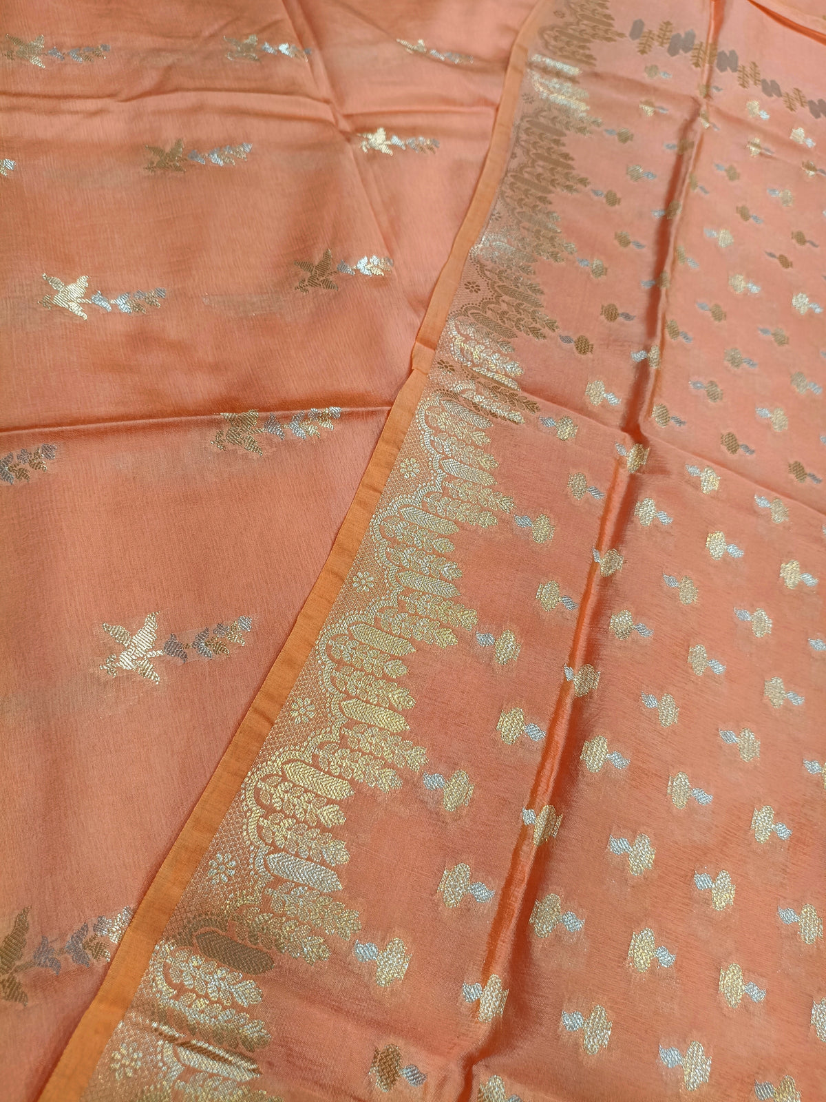 Peach Shade Pure Mango Silk Suit Set