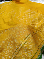 Mustard Gold Shade Handwoven Kataan Ektara Jamdani Saree