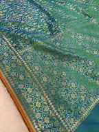 Sea Green Shade Handwoven Kataan Ektara Jamdani Saree