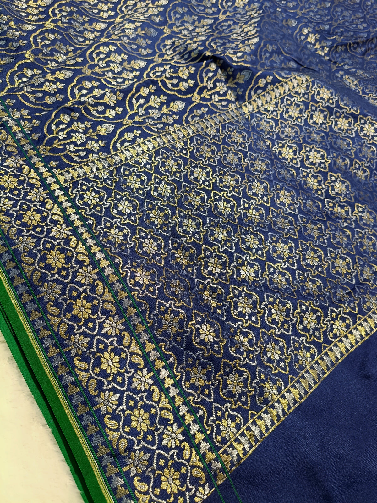 Navy Blue Shade Handwoven Kataan Ektara Jamdani
