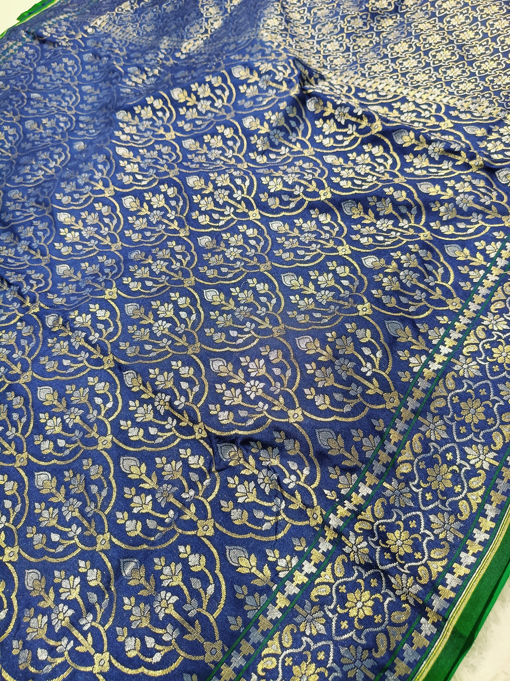 Navy Blue Shade Handwoven Kataan Ektara Jamdani
