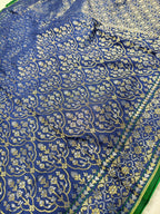Navy Blue Shade Handwoven Kataan Ektara Jamdani