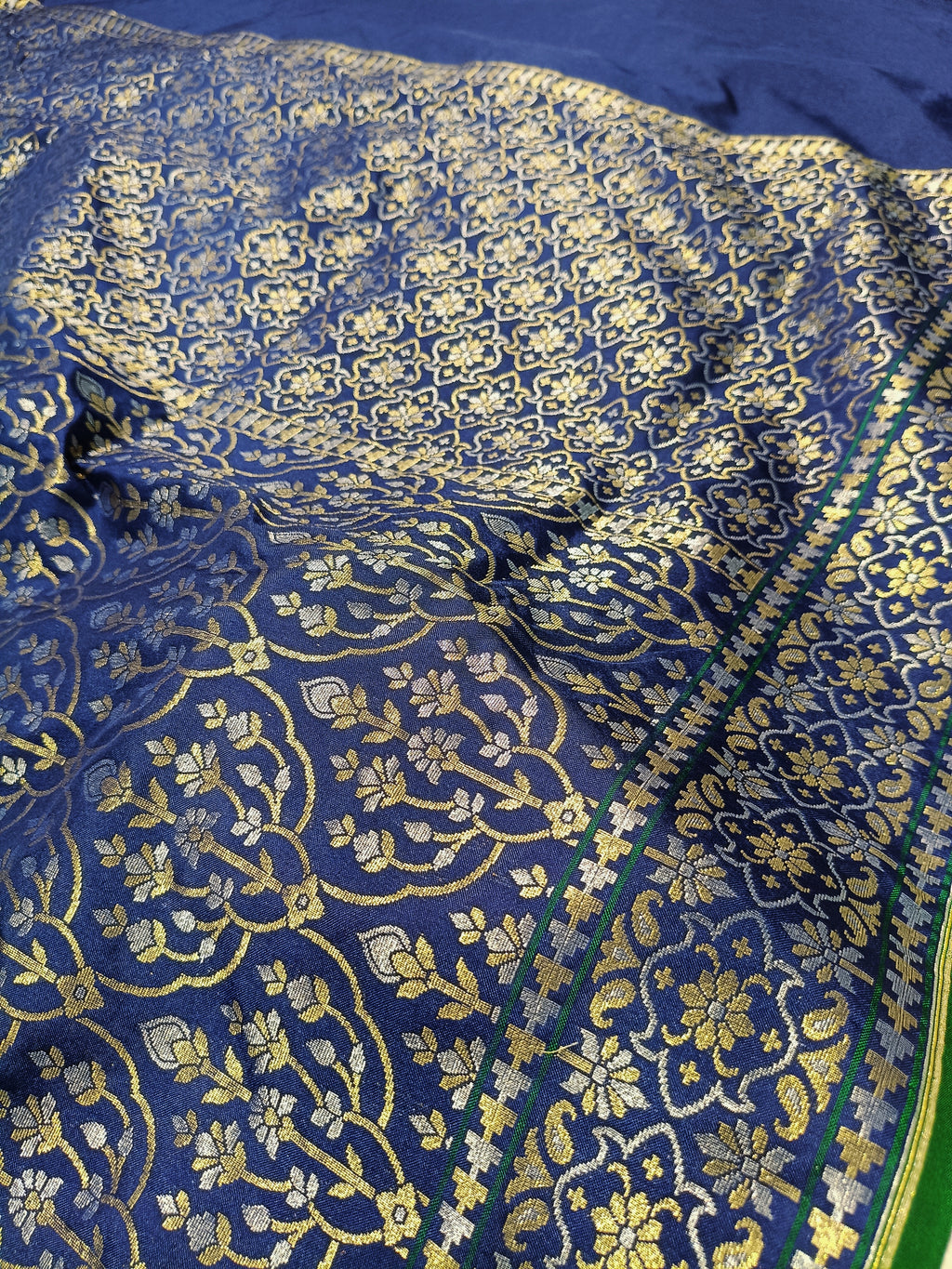 Navy Blue Shade Handwoven Kataan Ektara Jamdani