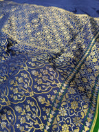 Navy Blue Shade Handwoven Kataan Ektara Jamdani