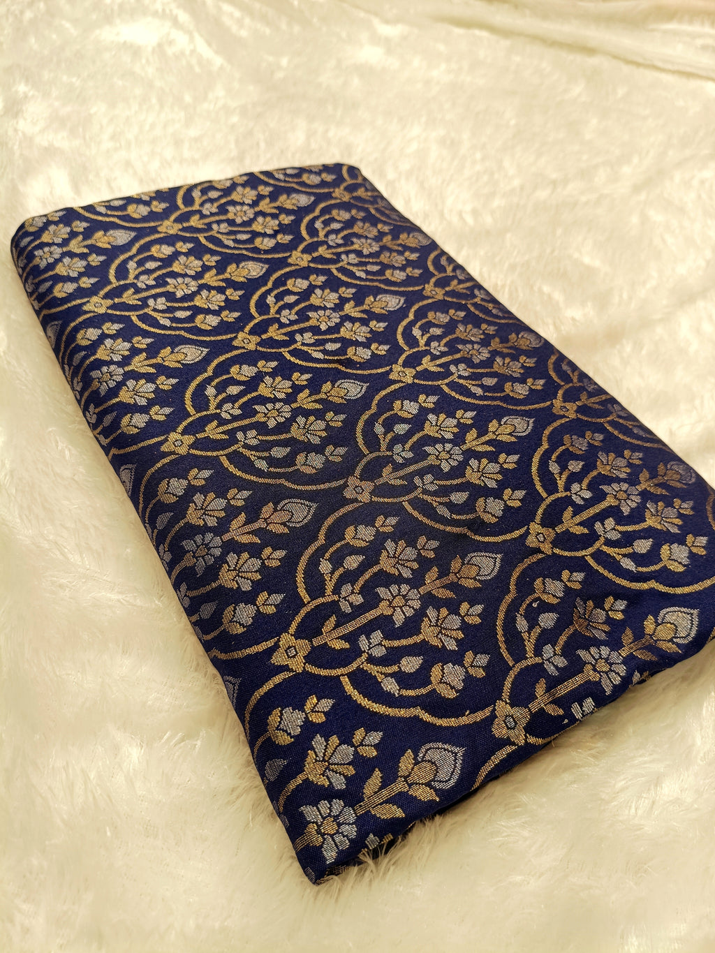 Navy Blue Shade Handwoven Kataan Ektara Jamdani