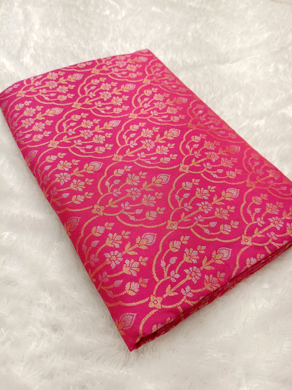 Rani Pink Shade Handwoven Kataan Ektara Jamdani Saree