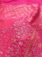Rani Pink Shade Handwoven Kataan Ektara Jamdani Saree