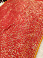 Bridal Red Shade Handwoven Kataan Ektara Jamdani Saree