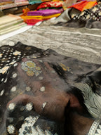 Black Shade Handwoven Reshmi Kora Organza Banarasi