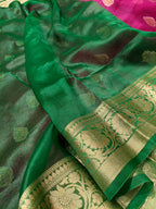 Rani Pink Shade Handwoven Reshmi Kora Organza Banarasi