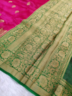 Rani Pink Shade Handwoven Reshmi Kora Organza Banarasi