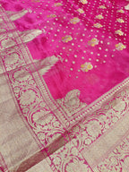 Rani Pink Shade Handwoven Reshmi Kora Organza Banarasi