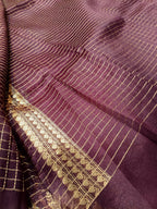 Wine Shade Handwoven Reshmi Kora Organza Banarasi