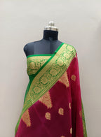 Rani Pink Shade Handwoven Reshmi Kora Organza Banarasi