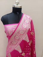 Rani Pink Shade Handwoven Reshmi Kora Organza Banarasi