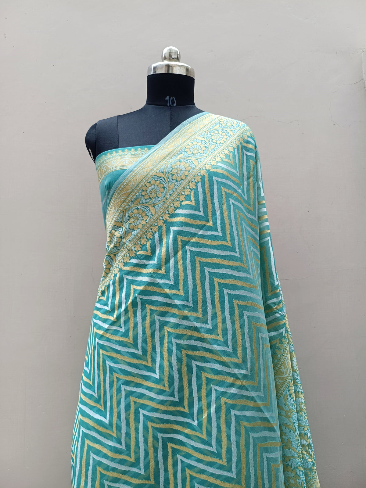 Sea Green Shade Handwoven Muslin Kora Ektara Jamdani