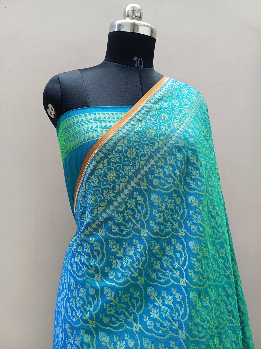 Sea Green Shade Handwoven Kataan Ektara Jamdani Saree