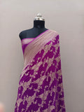 Pure Handloom Khaddi Chiffon Banarasi Saree with Floral Jangla Weaving