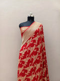 Pure Handloom Khaddi Chiffon Banarasi Saree with Floral Jangla Weaving