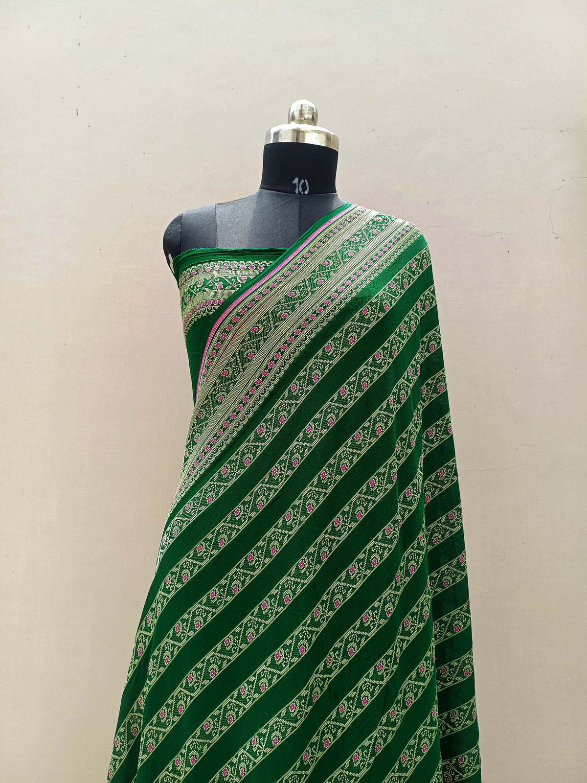 Pure Handloom Khaddi Chiffon Banarasi Saree with Meenakari Stripe Weaving