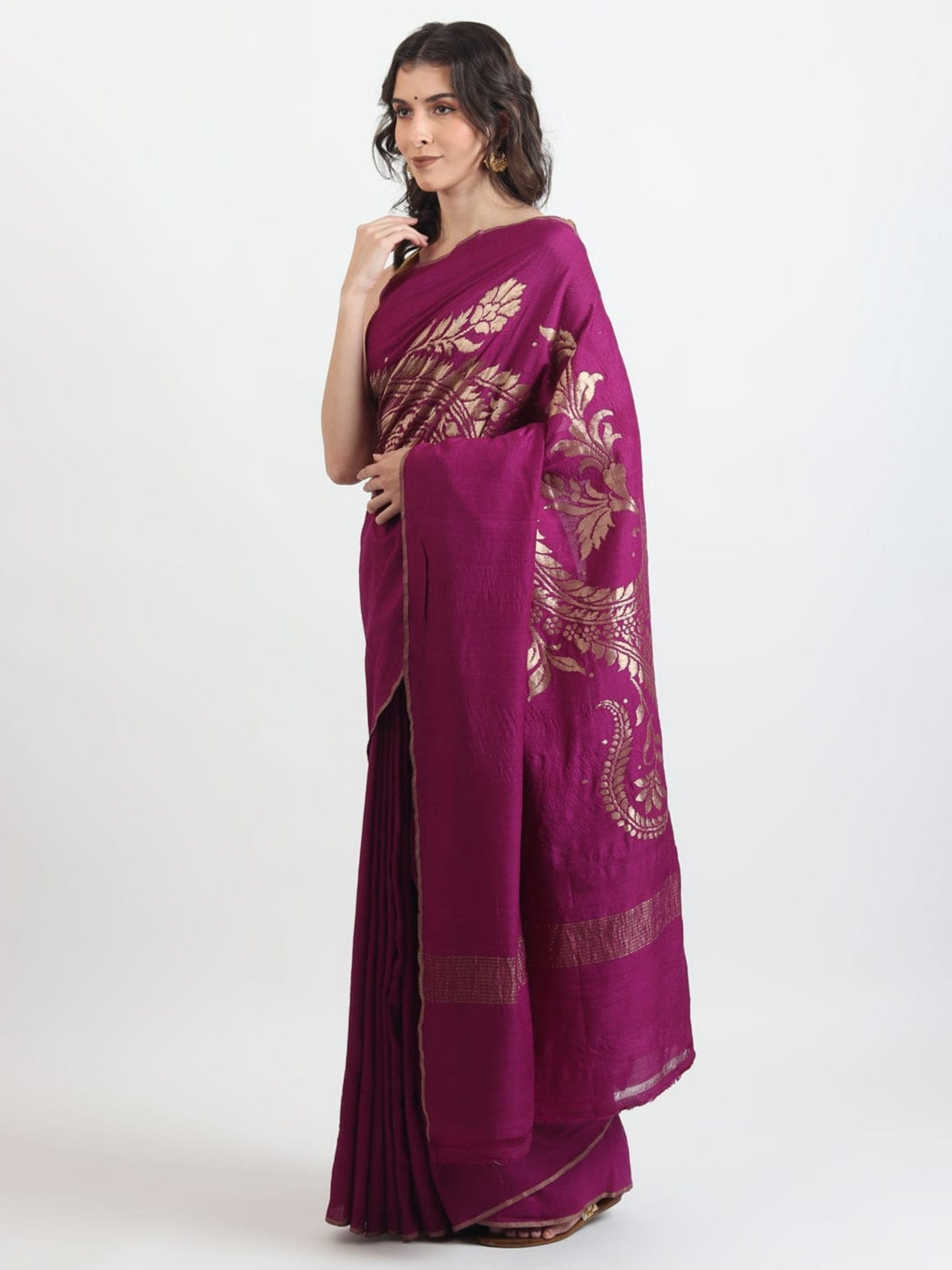 Rani Pink Shade Handwoven Munga Tussar Georgette