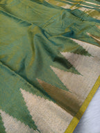 Green Shade Soft Silk Checked Banarasi