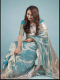 Firozi Blue Shade Reshmi Tissue Silk Banarasi