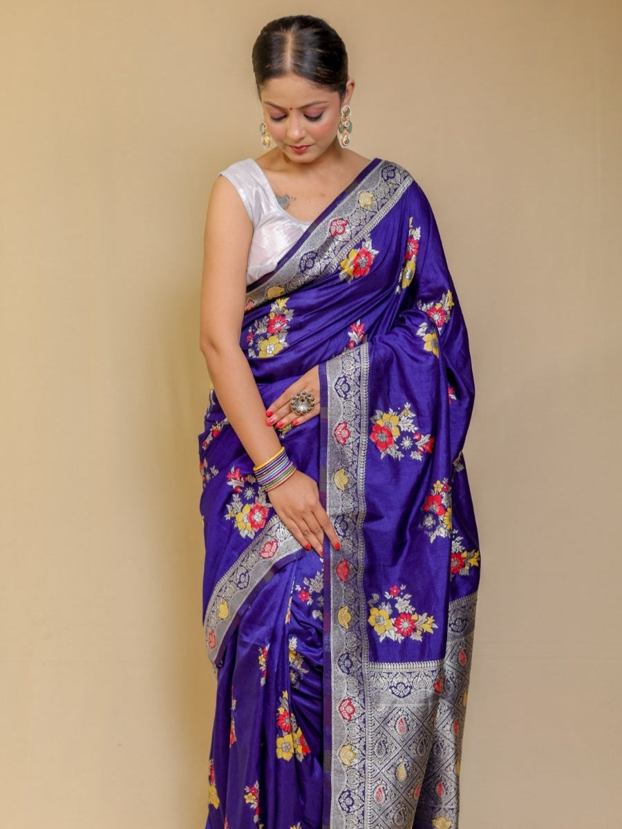 Purple Shade Banarasi Silk Tilfi Butta Saree