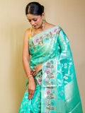 Sea Green Shade Mercerised Silk Paithani Border Saree