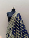 Deep Blue Shade Handwoven Khaddi Chiffon Rai Dana Bandhani Dupatta