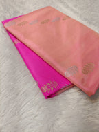 Rani Pink With Peach High Percentage Zari Weaving Handwoven Kataan Silk Saree