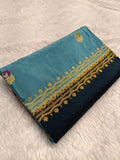 Dual Blue Shade High Percentage Zari Weaving Handwoven Kataan Silk Saree
