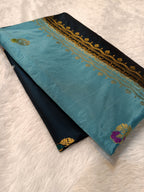 Dual Blue Shade High Percentage Zari Weaving Handwoven Kataan Silk Saree
