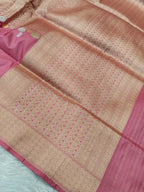Mauve Shade High Percentage Zari Weaving Handwoven Kataan Silk Saree