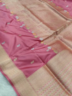 Mauve Shade High Percentage Zari Weaving Handwoven Kataan Silk Saree