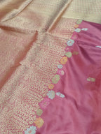 Mauve Shade High Percentage Zari Weaving Handwoven Kataan Silk Saree