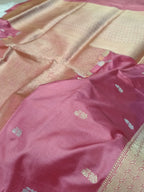 Mauve Shade High Percentage Zari Weaving Handwoven Kataan Silk Saree